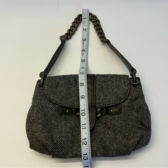 J Crew Womens Tweed 100% Wool Wristlet Gold Chain Magnetic Clasp Small Wristlet - Picture 9 of 11